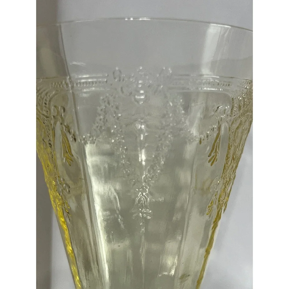 Vintage Yellow Depression Glass Cameo Ballerina Footed Tumblers Set of 5 4.5